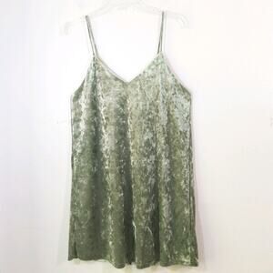 Mahina moss green crushed velvet mini dress S USA